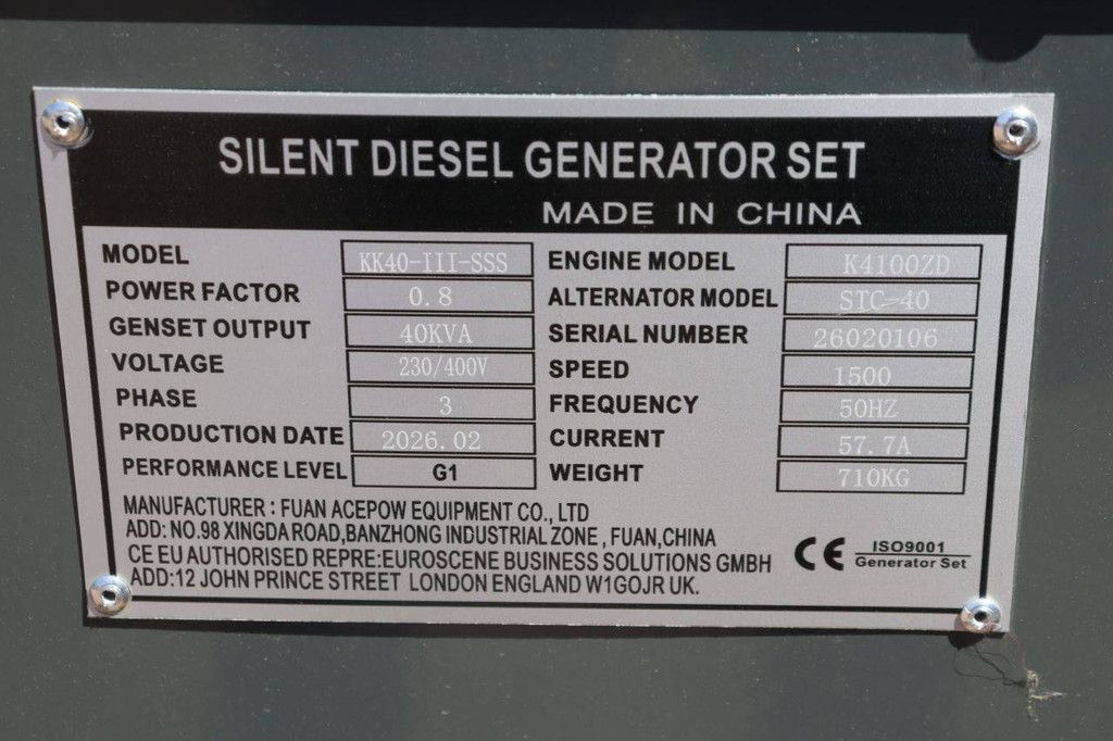 Generator Kawakenki KK40-III-SSS Diesel 2026 40kVA Neu
