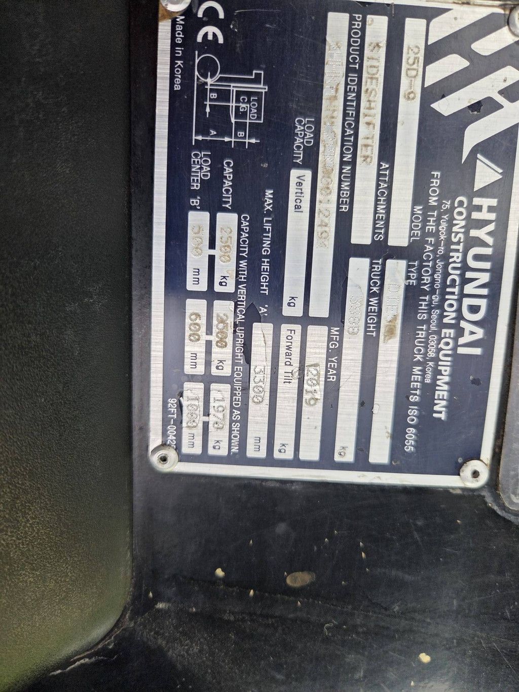 Gabelstapler Hyundai 25D-9 Diesel 2500kg 3,3m 2019