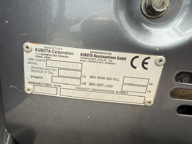 Kubota Kx042-4 Bj2021 3100uur SLP/SRT A/C 4.2T Minigraver NWST