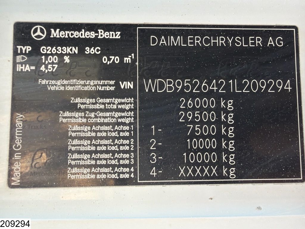 Mercedes Axor 2633 6x4, Putzmeister, Bladgeveerd, Steel spring