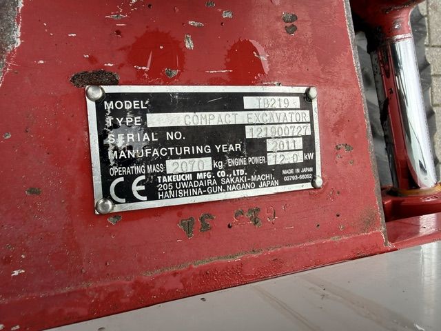 Takeuchi TB2019 bj2011 Minigraver Minikraan ZGST Kubota CAT