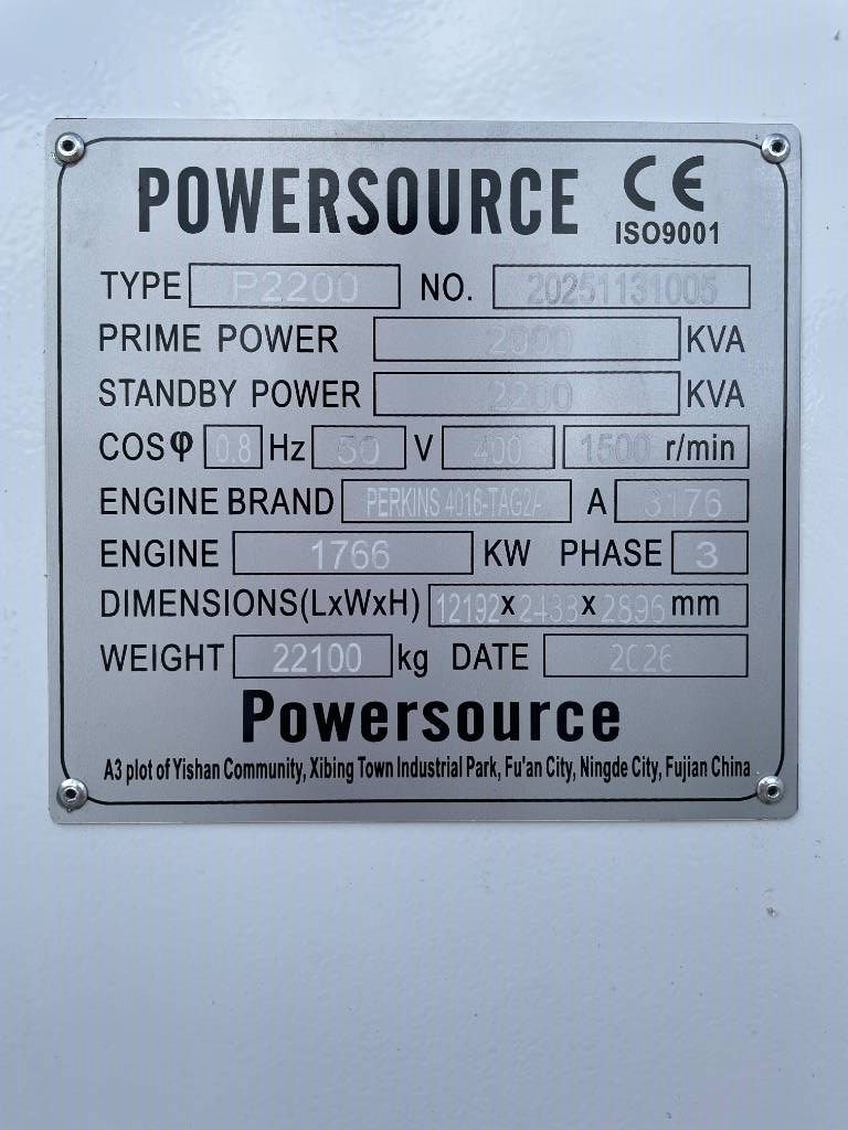 Perkins 4016-TAG2A - 2.200 kVA Generator - DPX-19826
