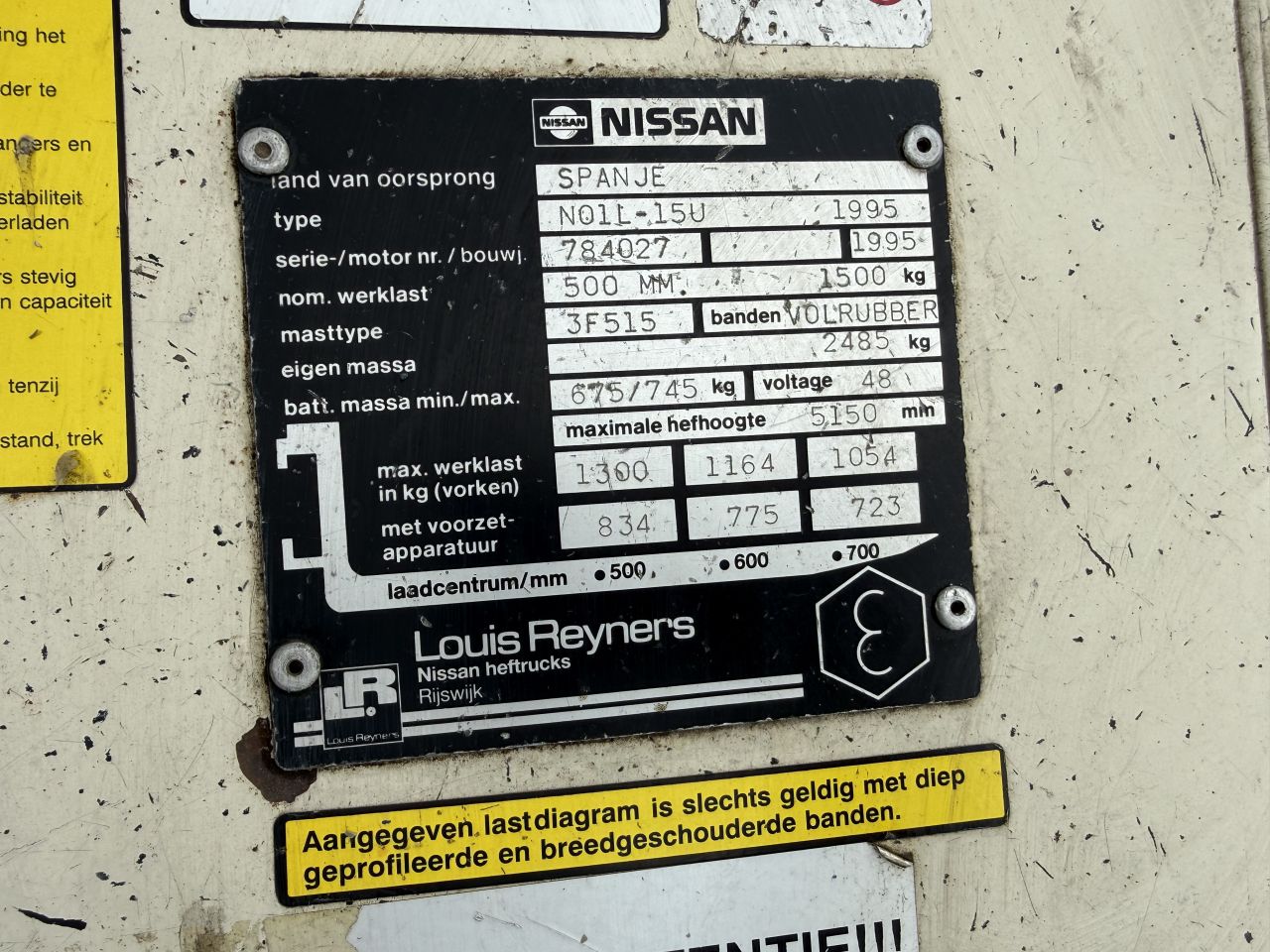 Nissan 1500KG elektrisch 3-delig 515cm freelift Sideshift