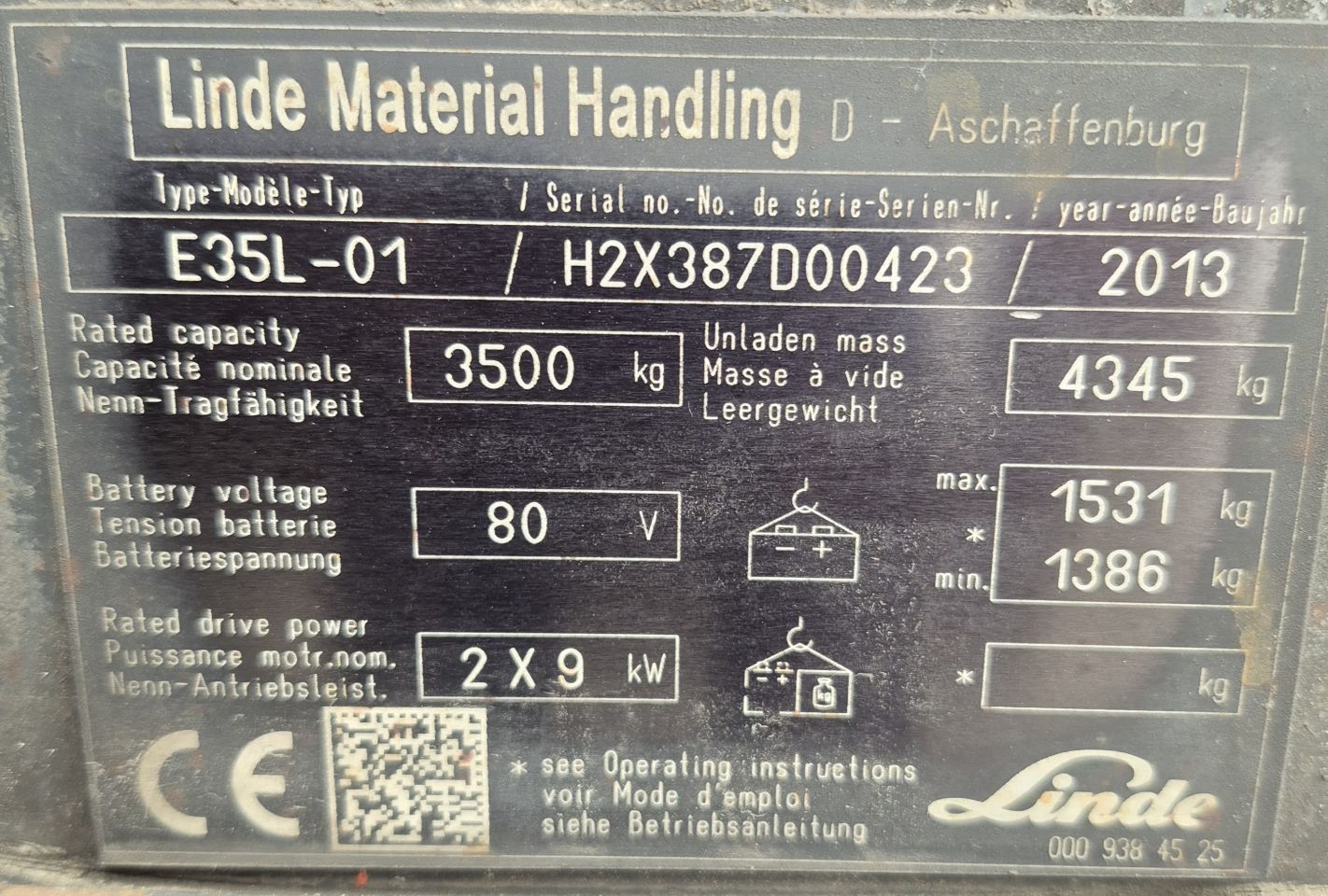 Linde E35L-01 triplex sideshift vorkversteller 5.930 mm