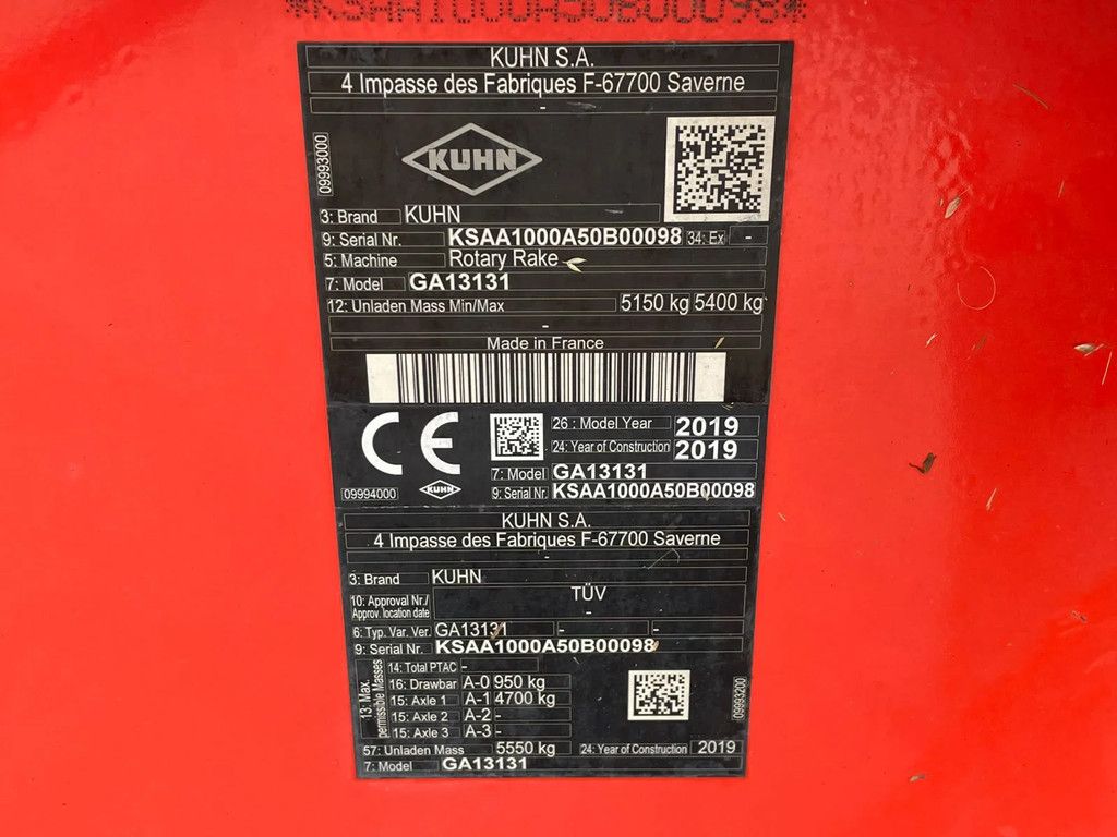 Kuhn GA 13131 rotor hark Zwiller 4 rotor hark