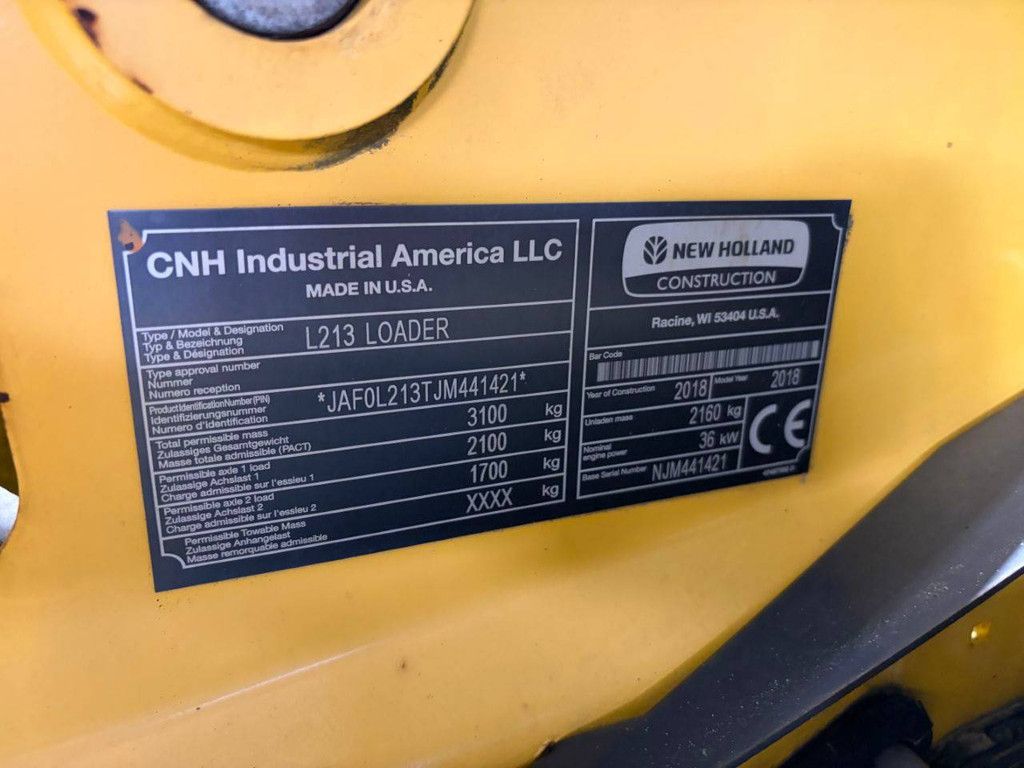 Skid steer loader New Holland L213 Diesel 36kW 2018