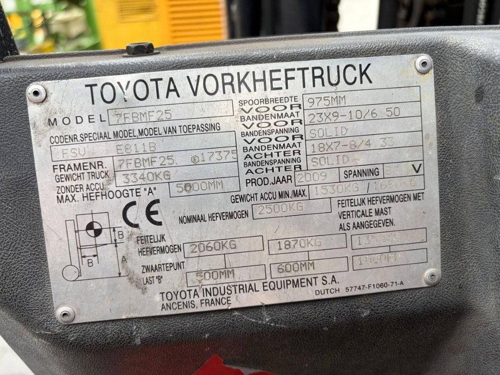 Heftruck Toyota 7FBMF25 Elektrisch 2500kg 5.0m 2009