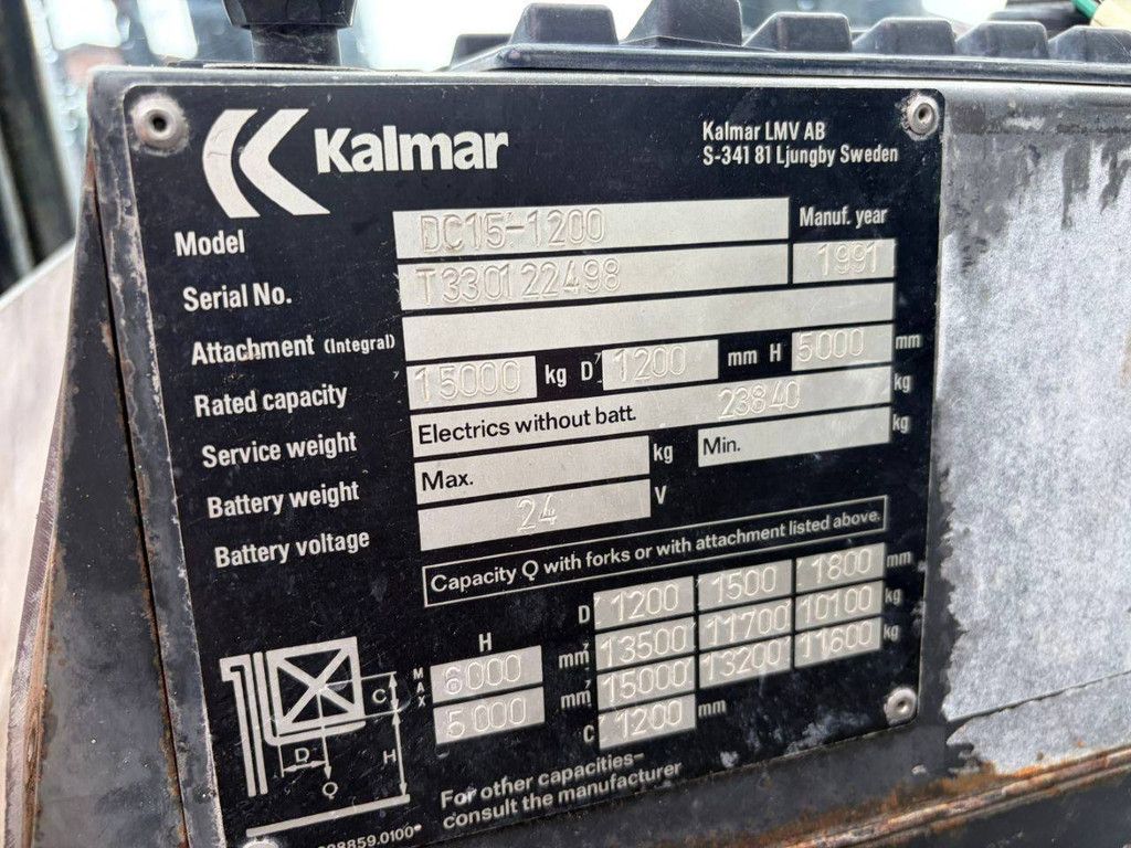 Forklift Kalmar DC15-1200 Diesel 15000kg 6.0m 1991
