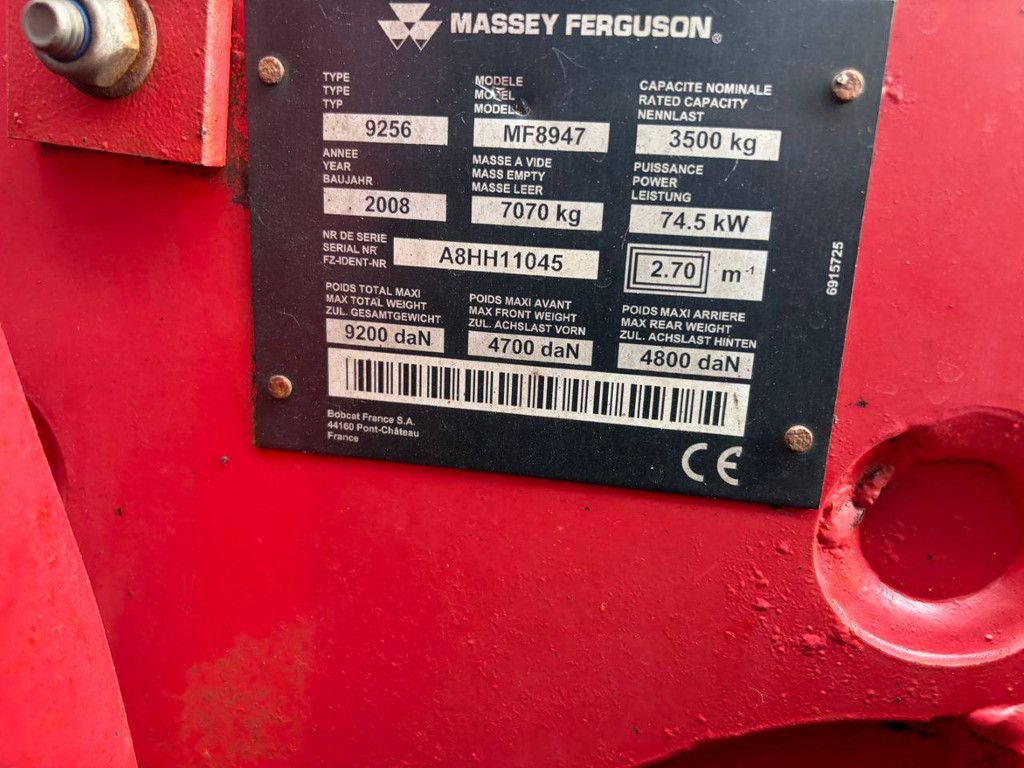 Massey Ferguson MF8947 Telehandler Diesel 74.5kW 3500kg 2008