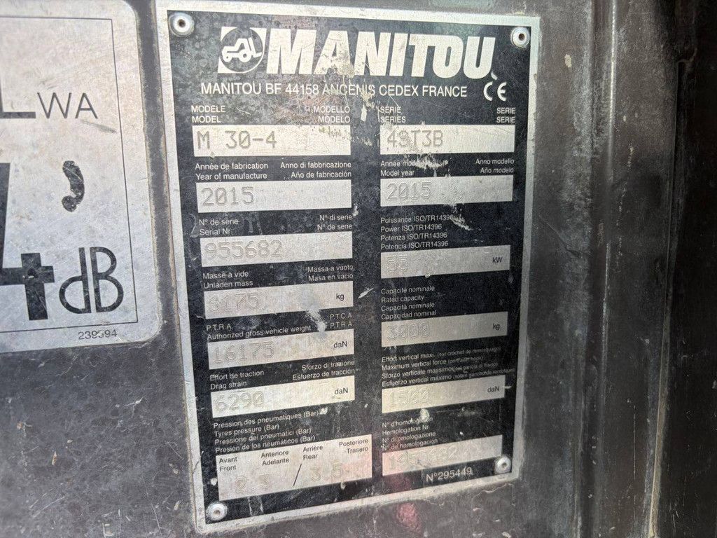 Manitou M30-4 Telehandler Diesel 3000kg 5.5m 2015