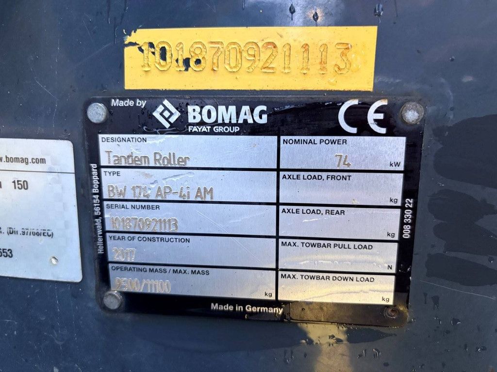 Compactor Bomag BW 174 AP-4i AM Diesel 2017