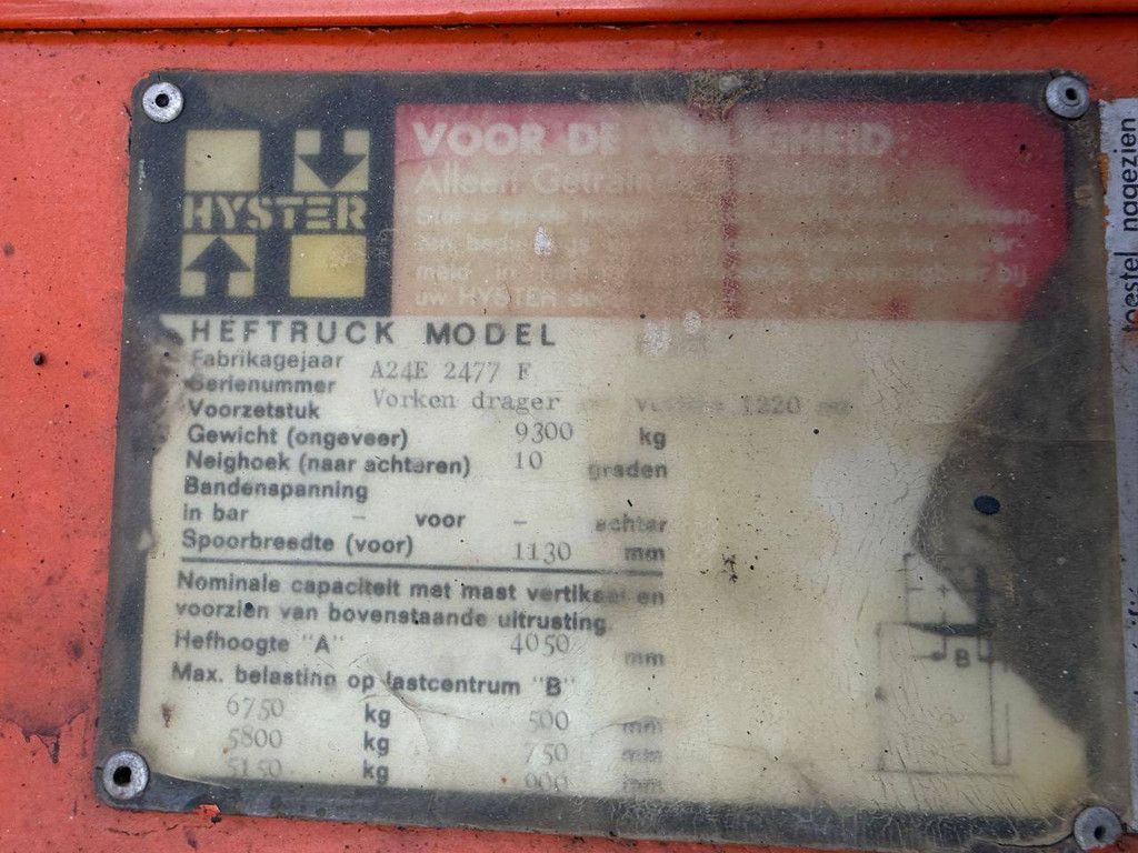 Heftruck Hyster A24E Diesel 6750kg 4.05m