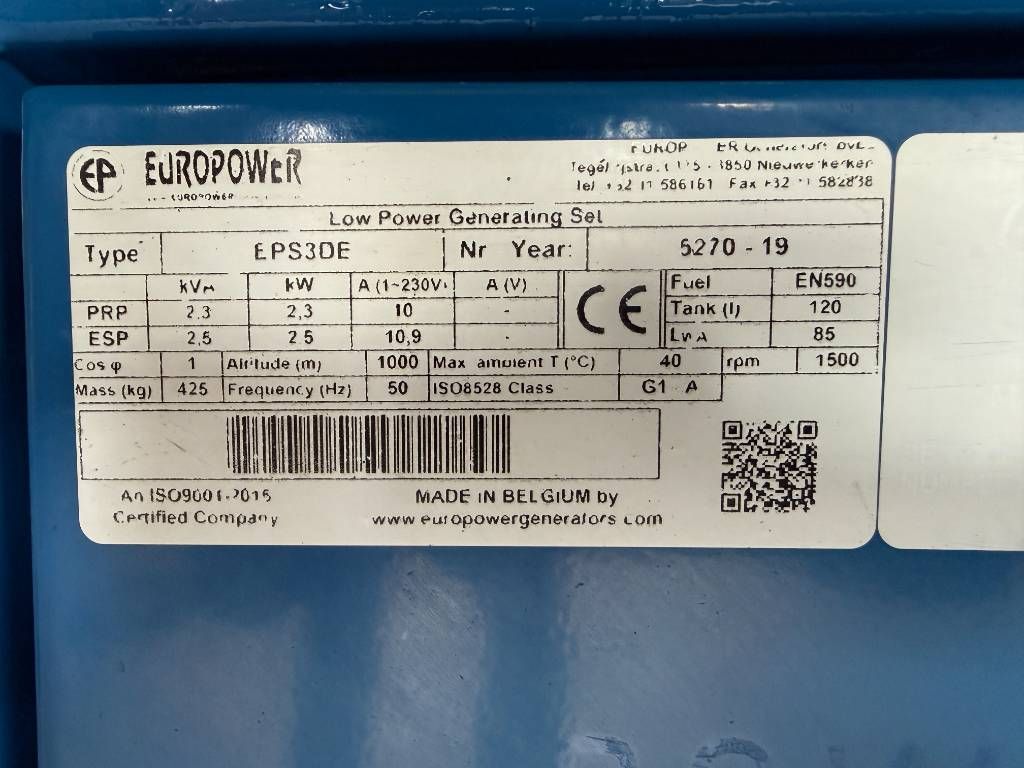 Kubota Z482 - 2,5kVA single phase used genset - DPX-12665