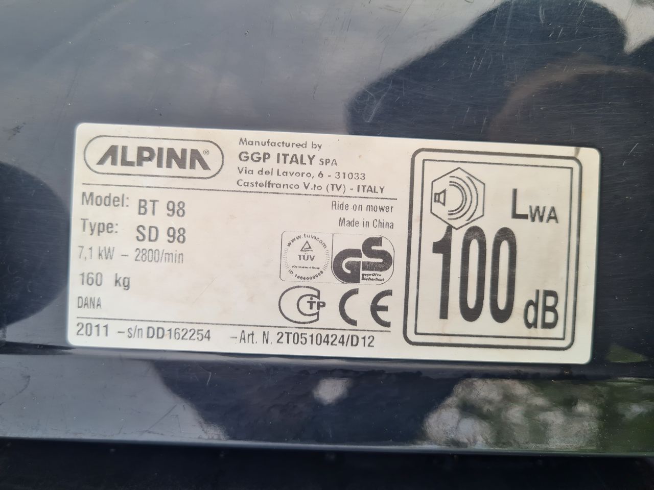 Stiga Alpina BT 98 zitmaaier zijlosser mulch maaidek.