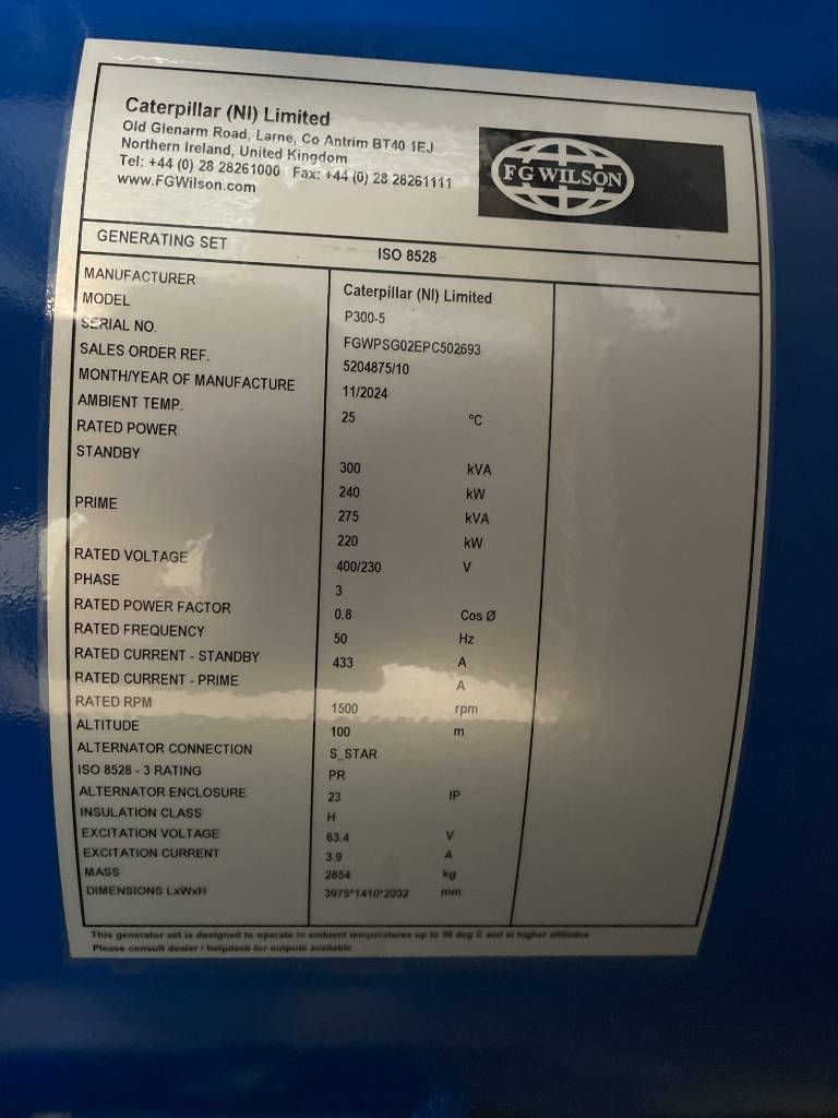 FG Wilson P300-5 - 300 kVA Genset - DPX-16015