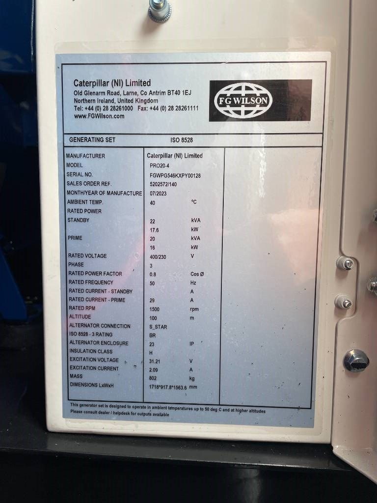 FG Wilson PRO20-4 - 20 kVA Genset Stage V - DPX-16041