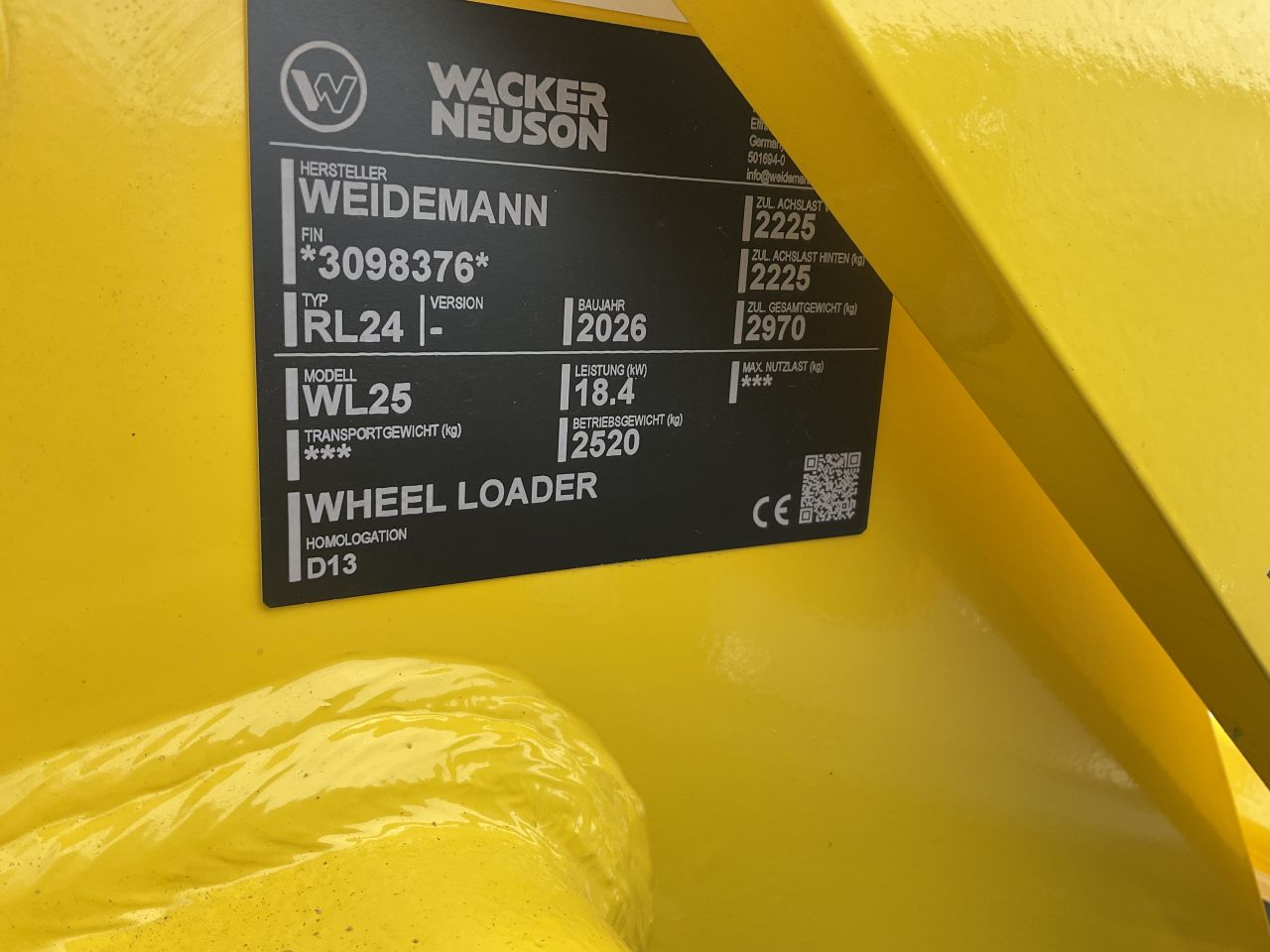 Wacker Neuson shovel/ kniklader. WL25 NIEUW