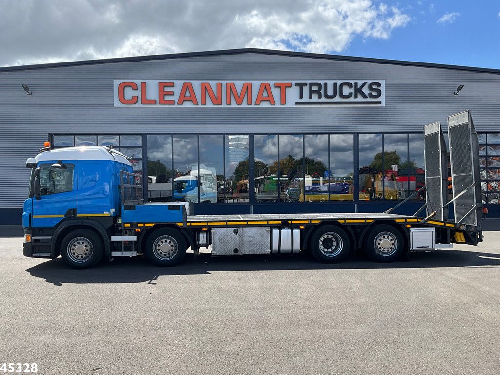 Scania P 410 8x2 Euro 6 Retarder Autotransporter met hydraulische oprijrampen