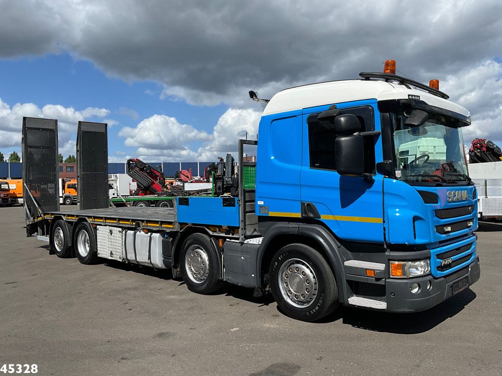 Scania P 410 8x2 Euro 6 Retarder Autotransporter met hydraulische oprijrampen