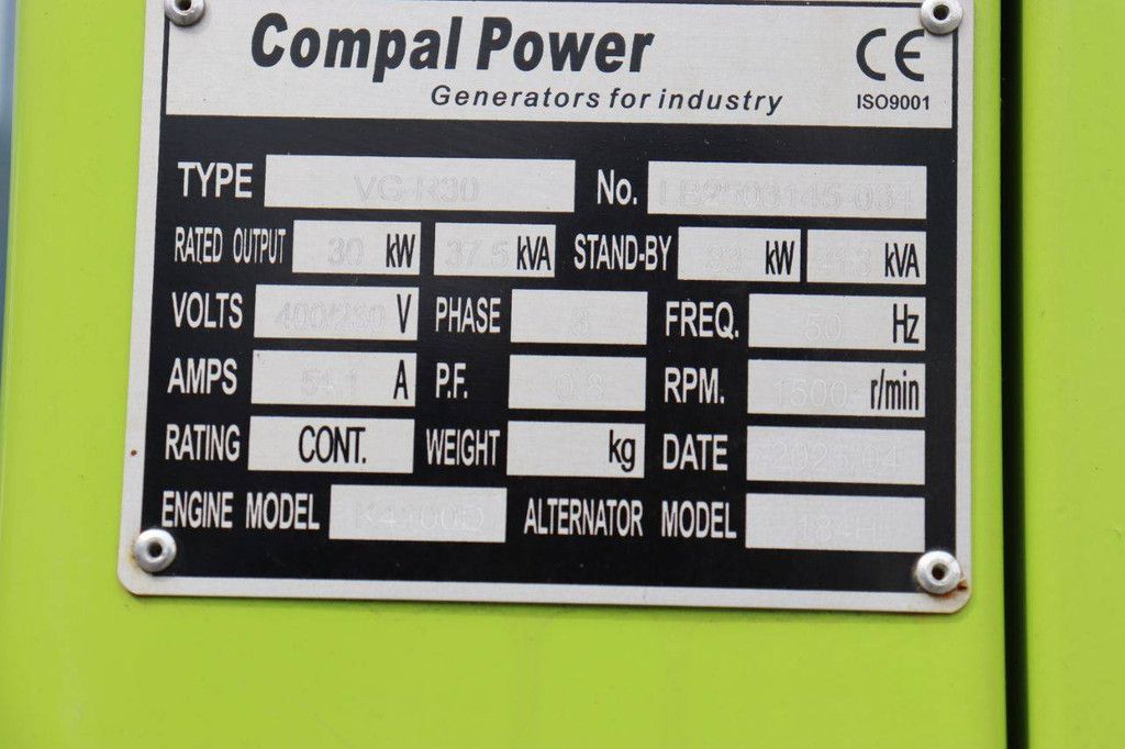 Generator Compal Power WG-R30 Diesel 41kVA 2025