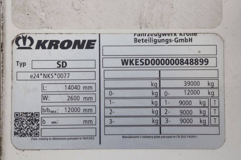 Reefer Semi-trailer Krone SD 39000kg 2018