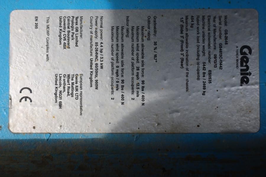 Genie GS2646 Electric, Working Height 9.80m, Capacity 45