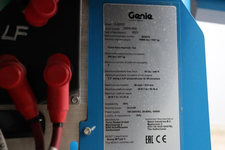 Genie Z60/37FE Hybrid, 4x4 Drive, 20m Working Height, 11