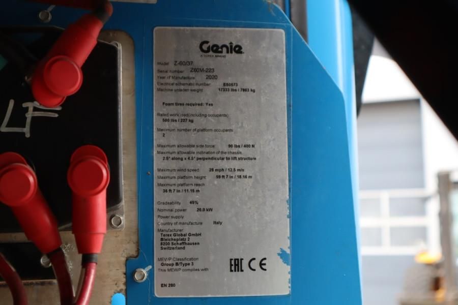 Genie Z60/37FE Hybrid, 4x4 Drive, 20m Working Height, 11