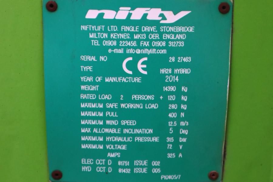Niftylift HR28 HYBRIDE Hybrid, 4x4 Drive, 28m Working Height