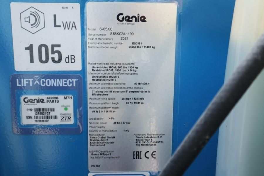 Genie S65XC Diesel, 4x4 Drive, 21.8m Working Height, 16.