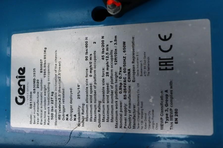 Genie GS1330M All-Electric DC Drive, 5.9m Working Height