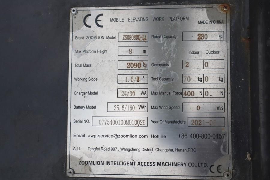 Zoomlion ZS0808DC Valid Iinspection, *Guarantee! 10m Workin