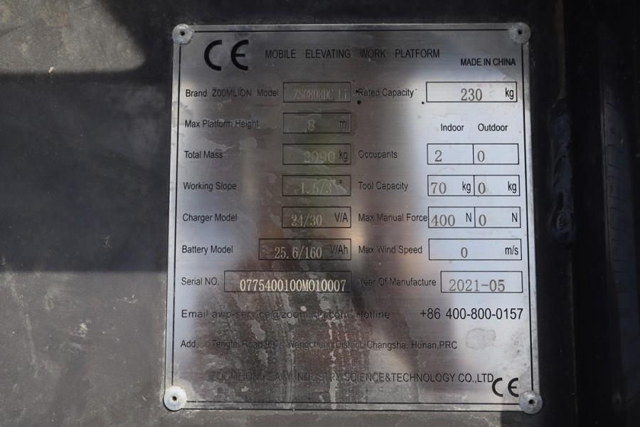 Zoomlion ZS0808DC Valid Iinspection, *Guarantee! 10m Workin