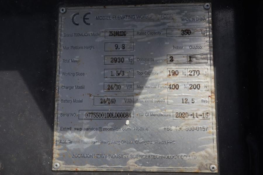 Zoomlion ZS1012DC Valid Iinspection, *Guarantee! 11.8m Work