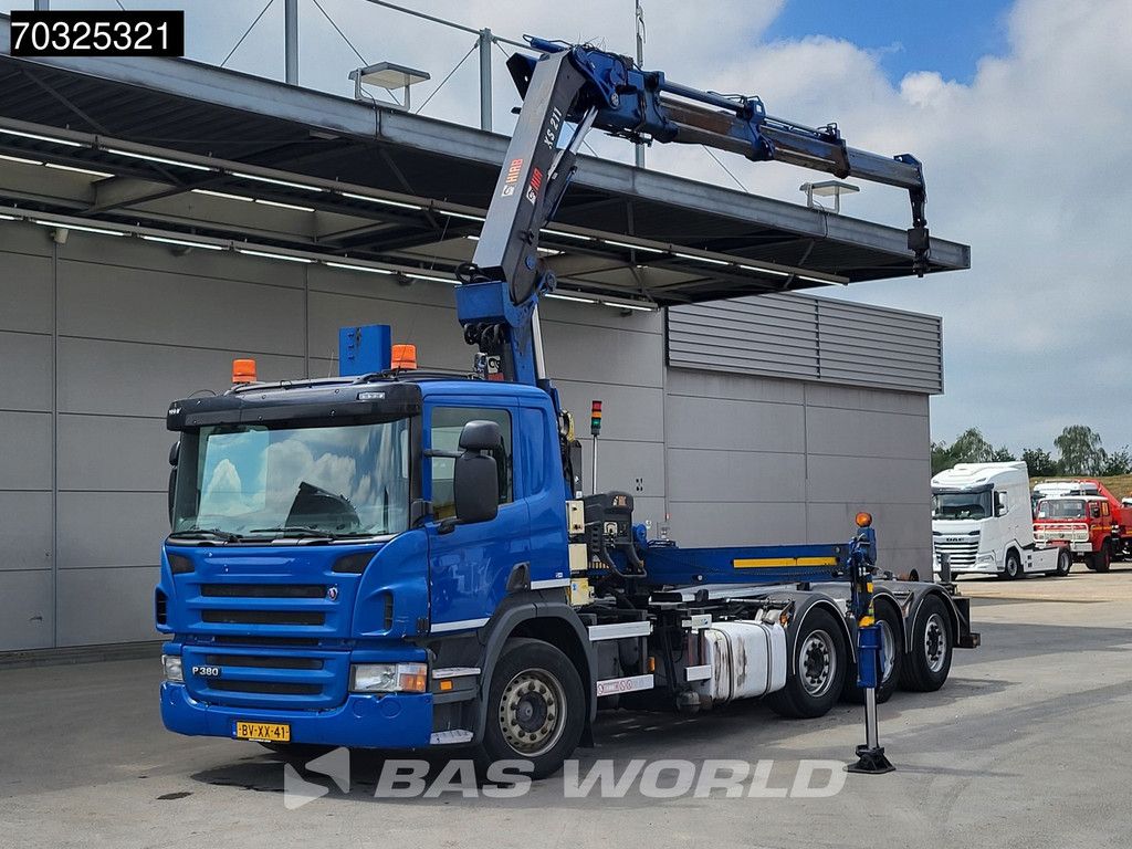 Scania P380 8X2 NL-Truck Hiab 211 E-3 Hipro Kran Crane VDL S-21-6200 hoolift Euro 5