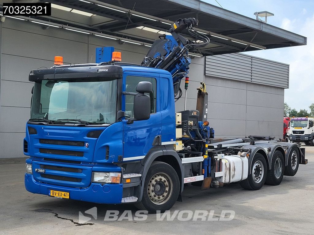 Scania P380 8X2 NL-Truck Hiab 211 E-3 Hipro Kran Crane VDL S-21-6200 hoolift Euro 5