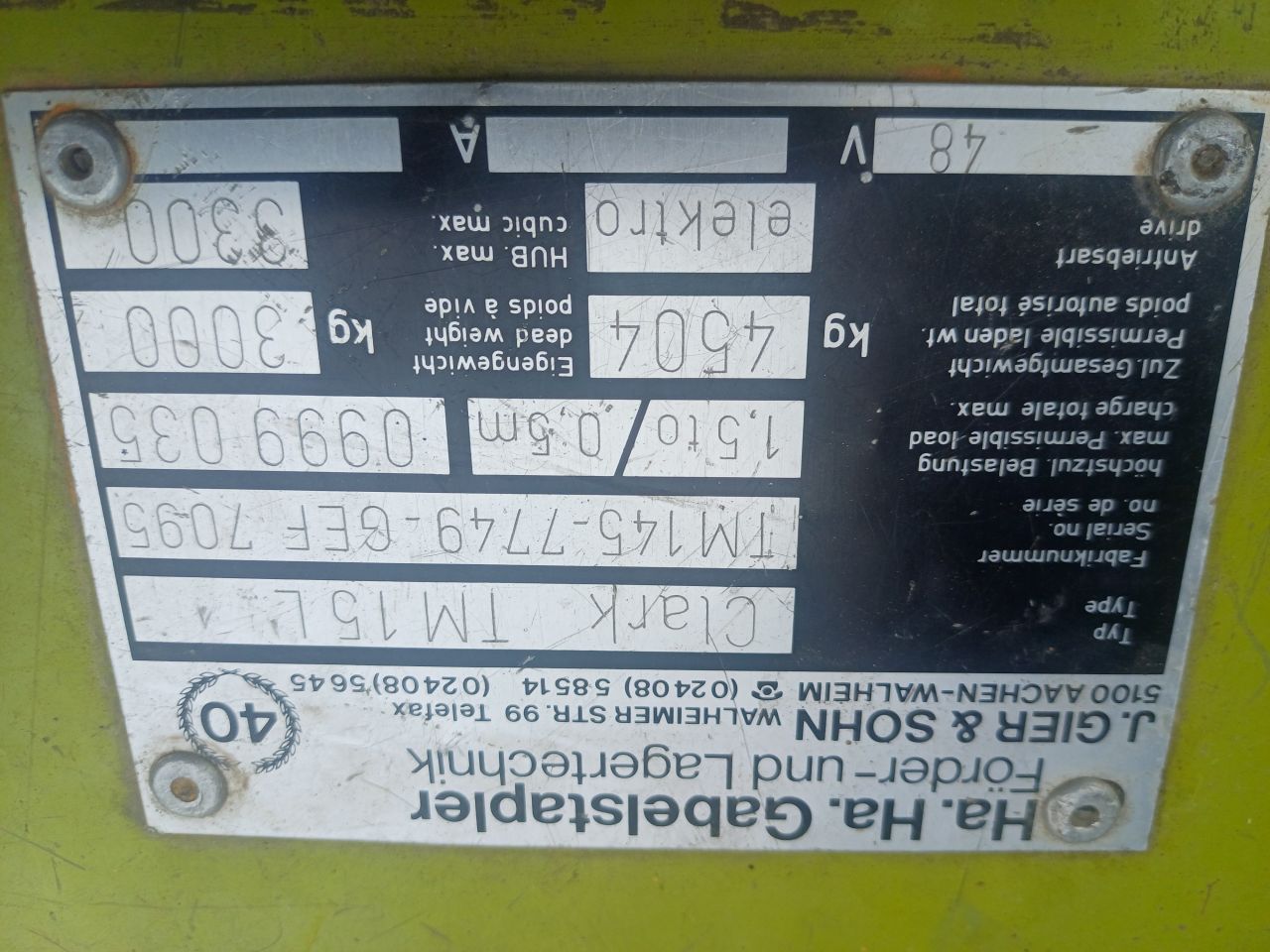 Clark TM 15L Elektrische heftruck