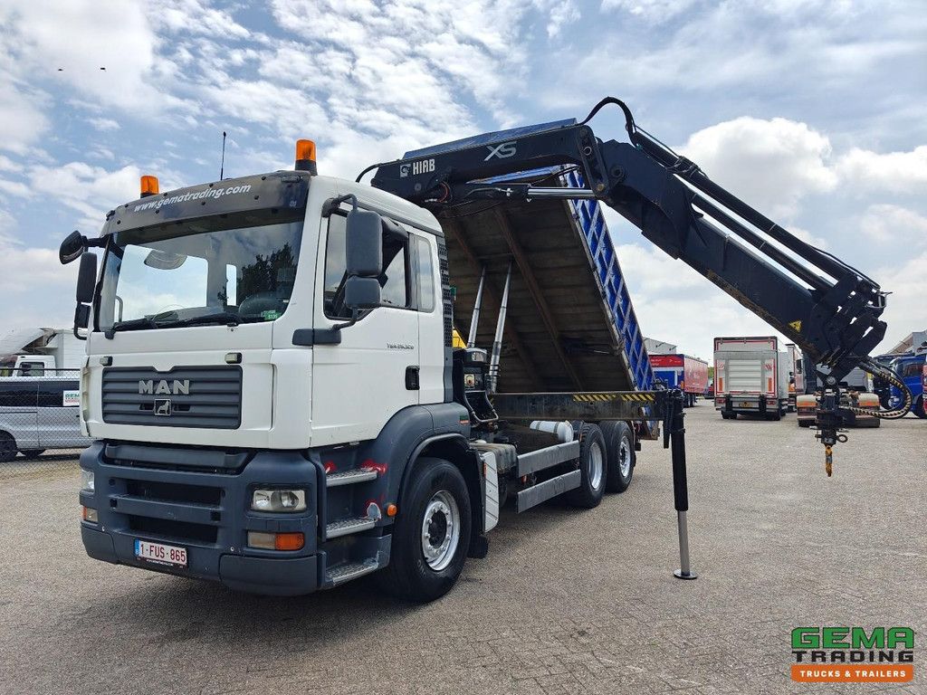 MAN TGA 26.320 6x2/4 Day Cab Euro5 - Tipper 5.6m + Hydraulic Side Boards + Hiab 166E-5 HIPRO Radio-Controlled 5th/6th Function - Towing Hook