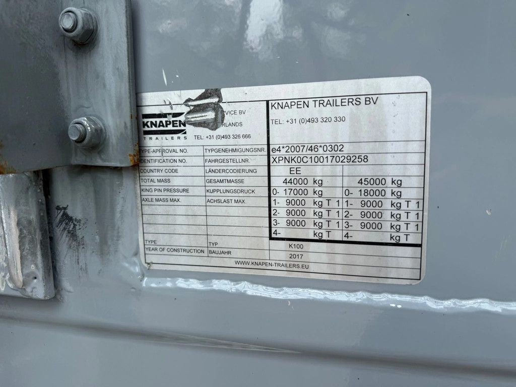 Knapen Trailers 92m3 K100 10MM Cargo Floor Liftas SAF Schijfremmen