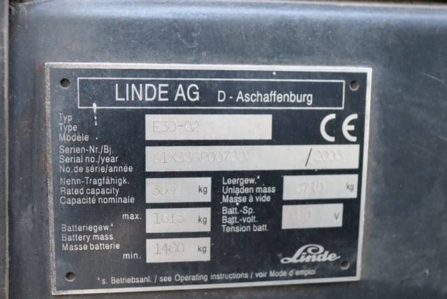 Heftruck Linde E30-02 Elektrisch 3000kg 2003