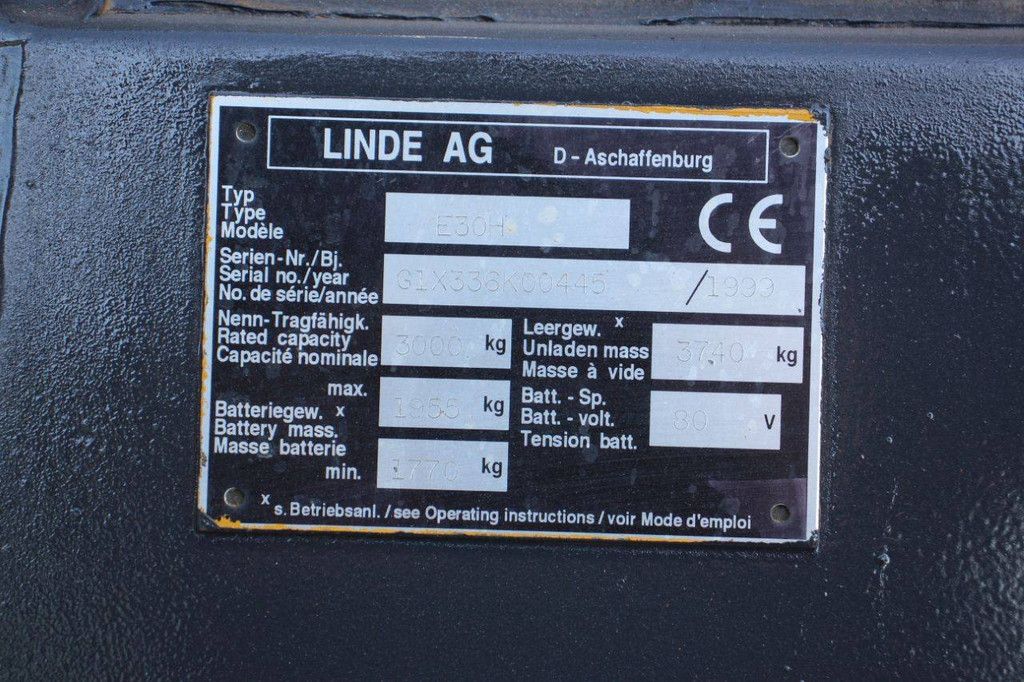 Heftruck Linde E30H Elektrisch 3000kg 1999