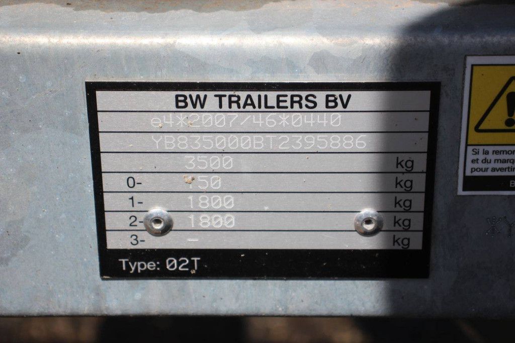 BW Trailers 02T 3500kg 3955x1800mm New Chassis trailer