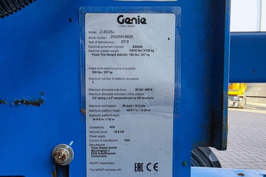 Genie Z45/25JRT Diesel, 4x4 Drive, 16m Working Height, 7