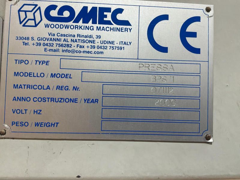 2008 Comec BPS/1 pneumatic upholstery press