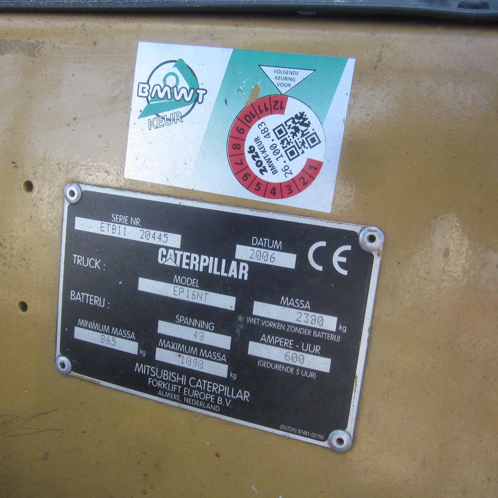 Caterpillar EP16NT, elektrisch, duplomast, side shift.