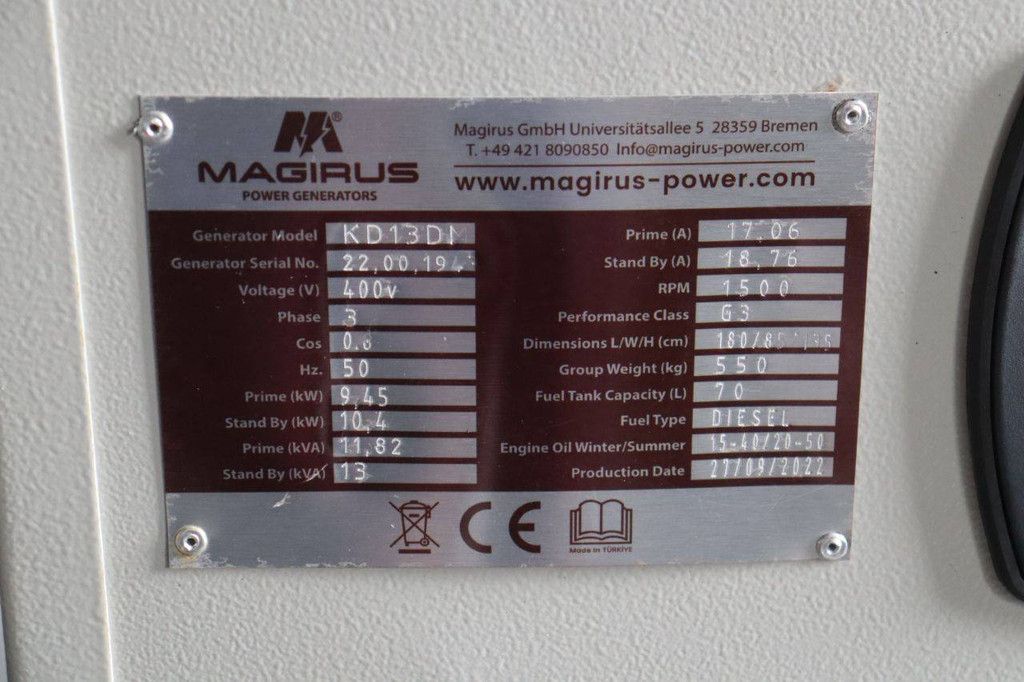 Generator Magirus KD13DM Diesel 13kVA 2022 Neu