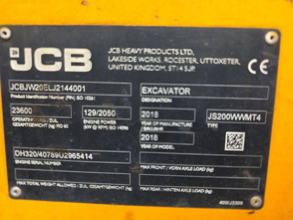 Transfer crane JCB JS200WWMT4 Diesel 2015