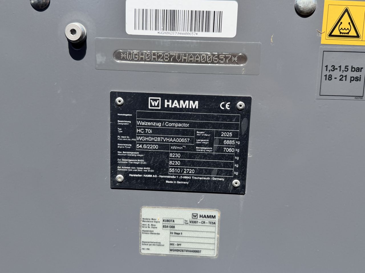Hamm Trilrolwals HC70 i ZGAN + Airco