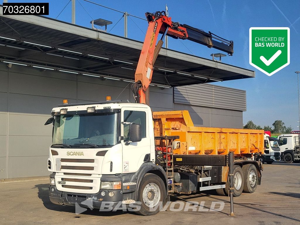 Scania P P380 6X2 Palfinger PK15500 Kran Crane 20tons containersystem Lift+steering axle Euro 4