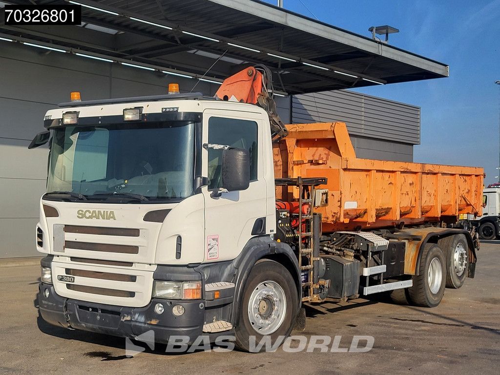 Scania P P380 6X2 Palfinger PK15500 Kran Crane 20tons containersystem Lift+steering axle Euro 4